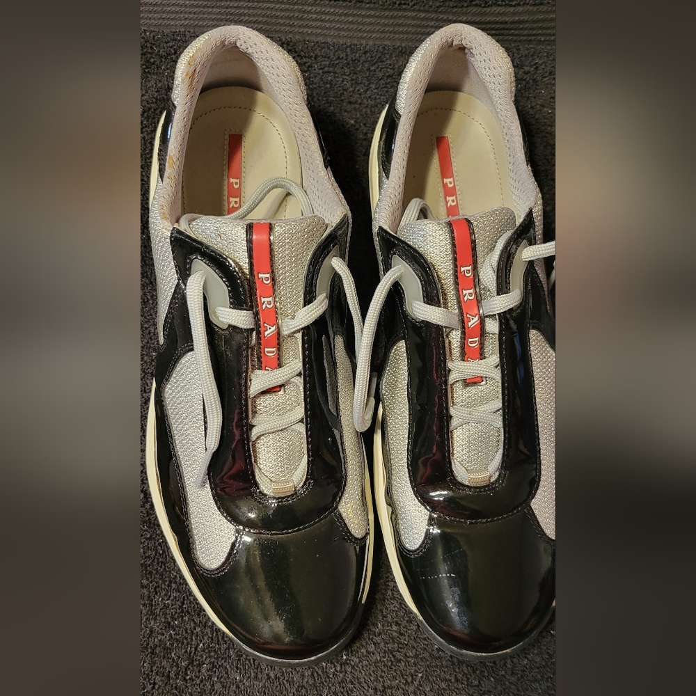 Prada Black, White and Red Men’s Low-Top Sneakers